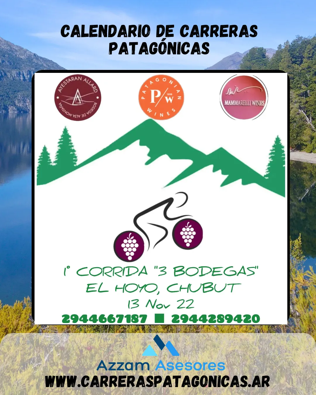 Flyer de 1° Corrida «Las 3 Bodegas» 2022