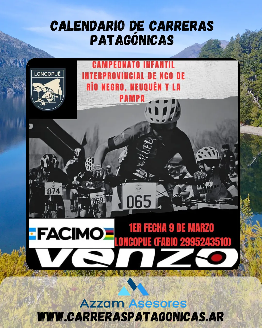 Flyer de 1° Fecha: Campeonato Infantil Interprovincial de XCO de Río Negro, Neuquén y La Pampa 2025