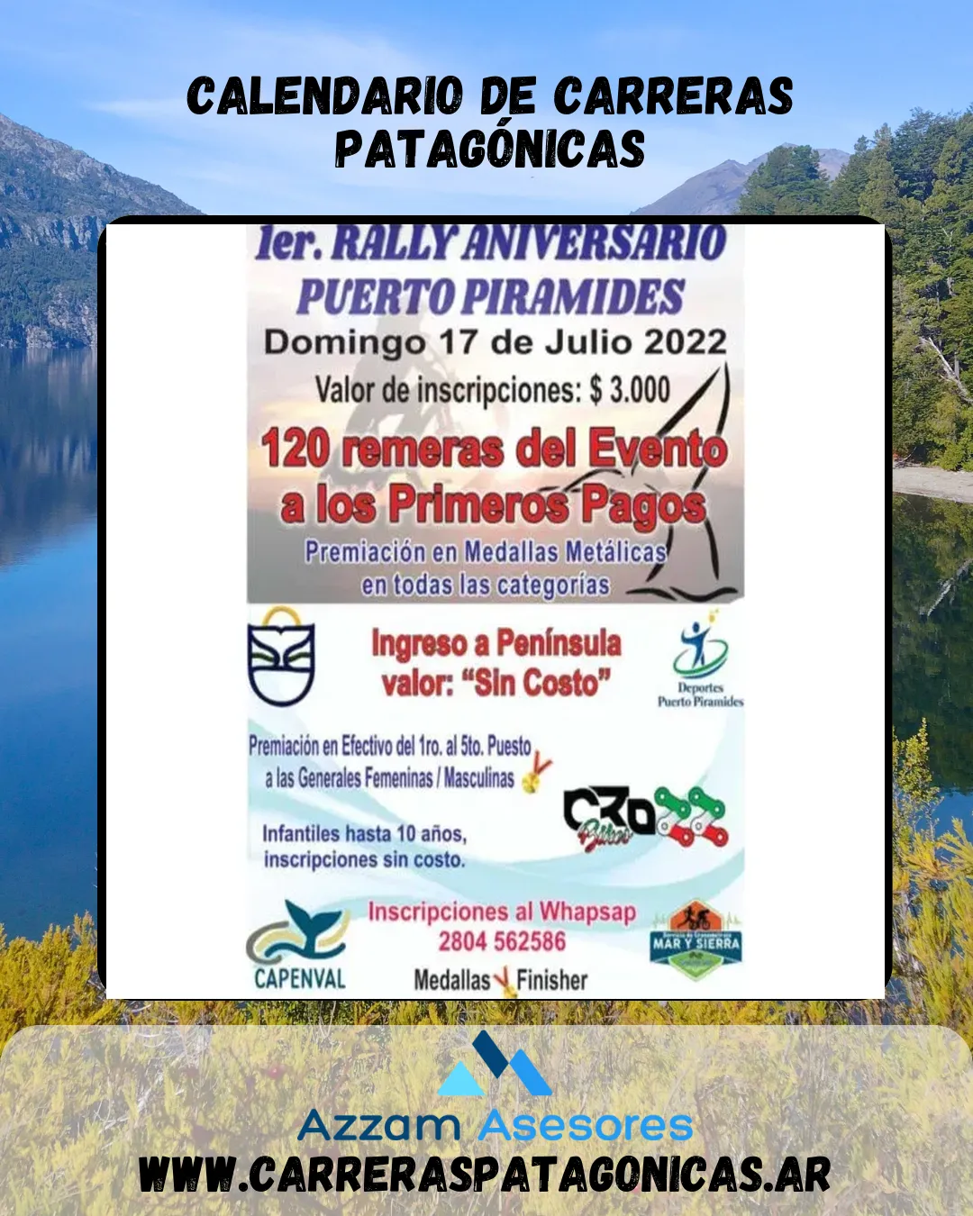 Flyer de 1° RALLY ANIVERSARIO PUERTO PIRÁMIDES MTB 2022