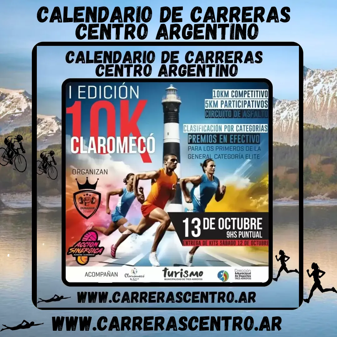 Flyer de 10K Claromecó 2024