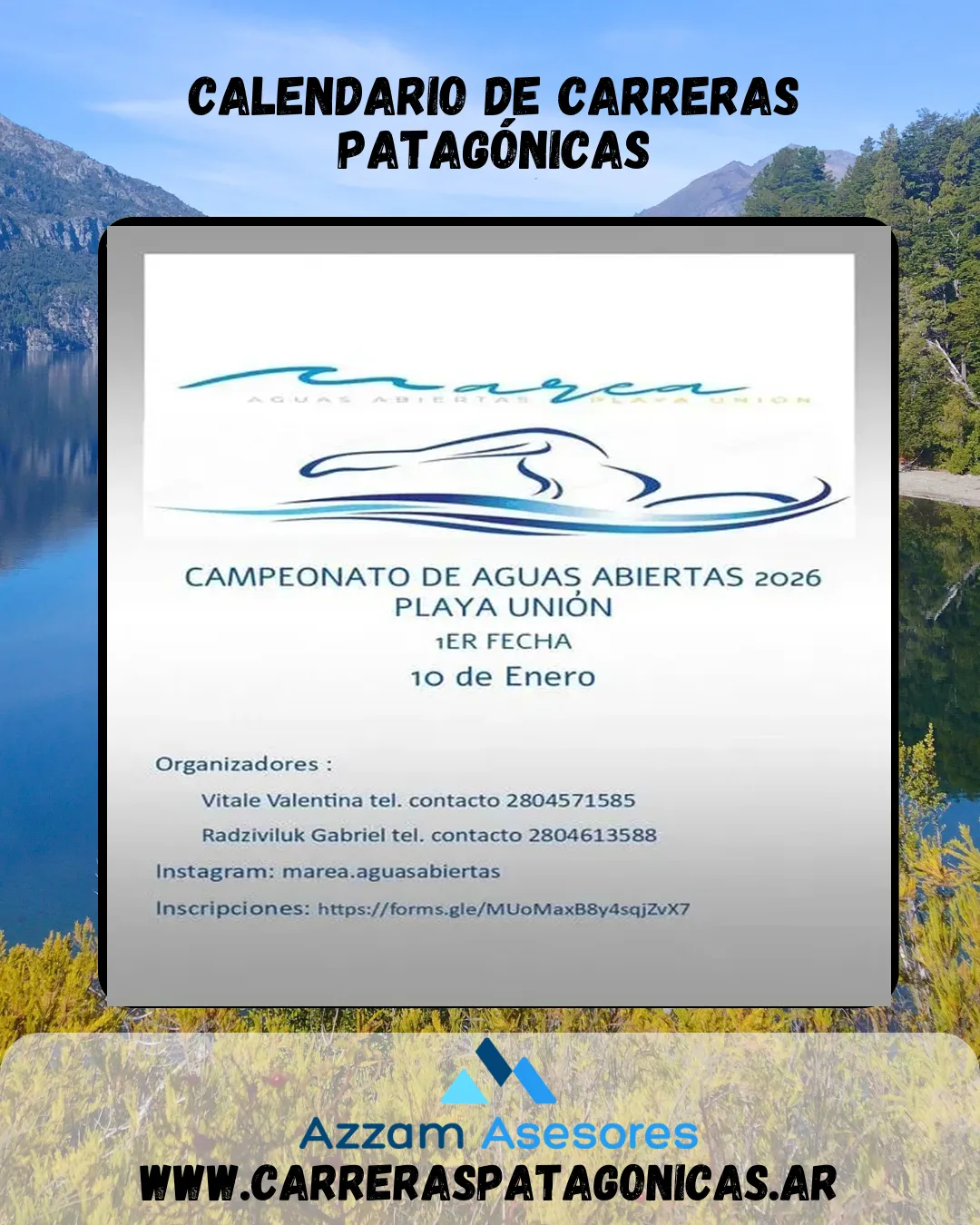 Flyer de 1era Fecha del Campeonato Aguas Abiertas Playa Unión 2026