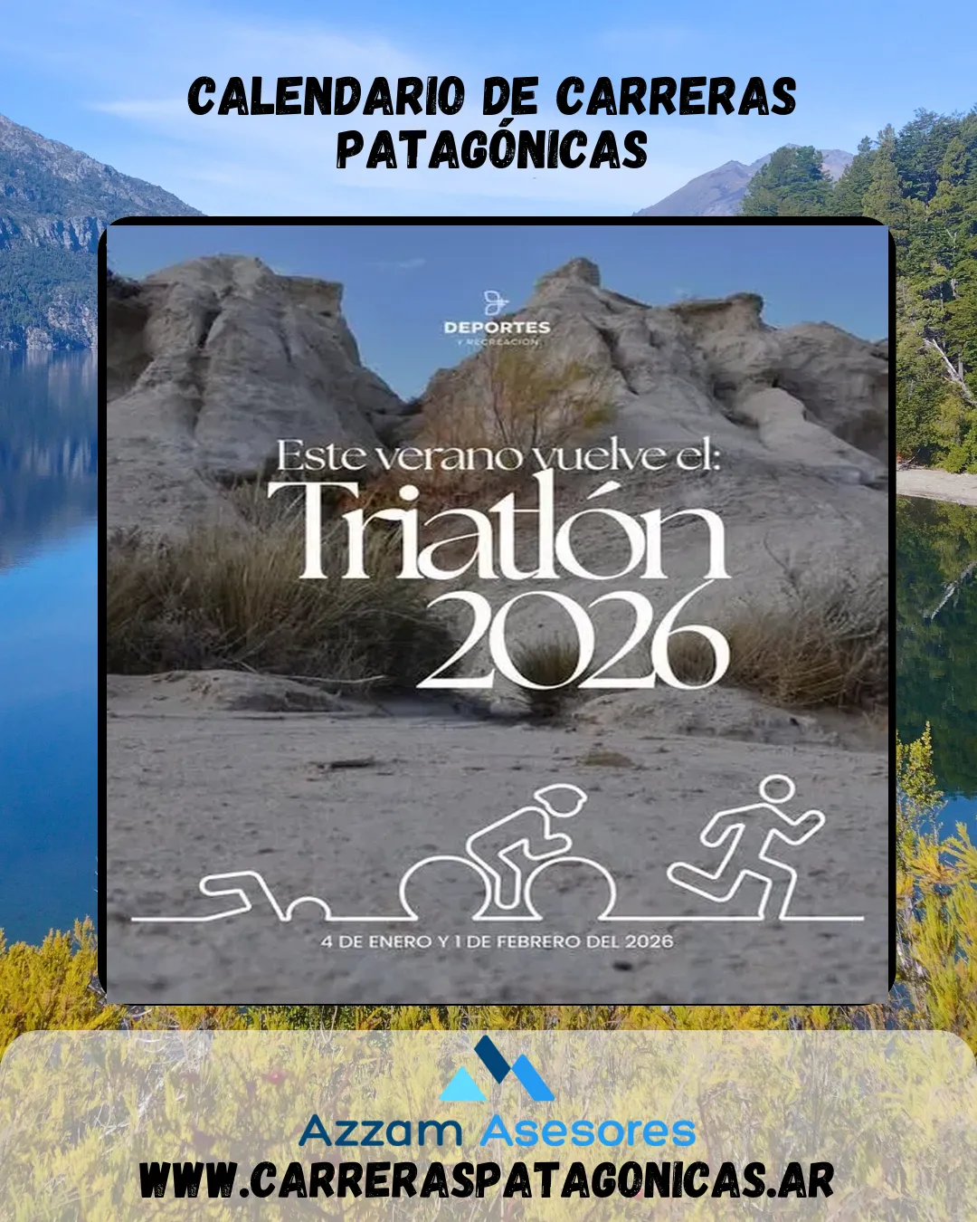 Flyer de 1era Fecha-Triatlón Gaiman 2026