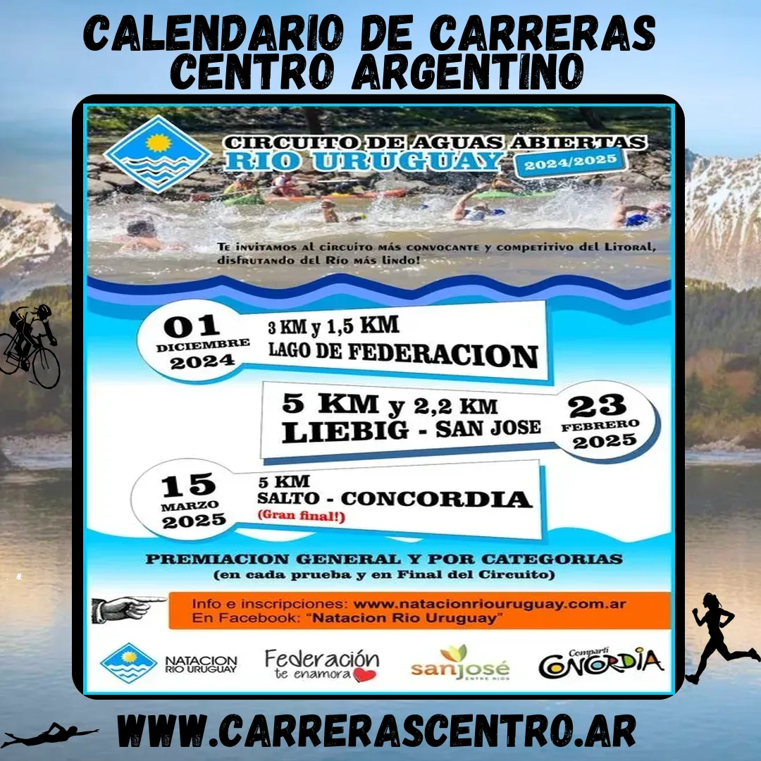 Flyer de 2° Fecha: Circuito de Aguas Abiertas Río Uruguay 2024/25 2025