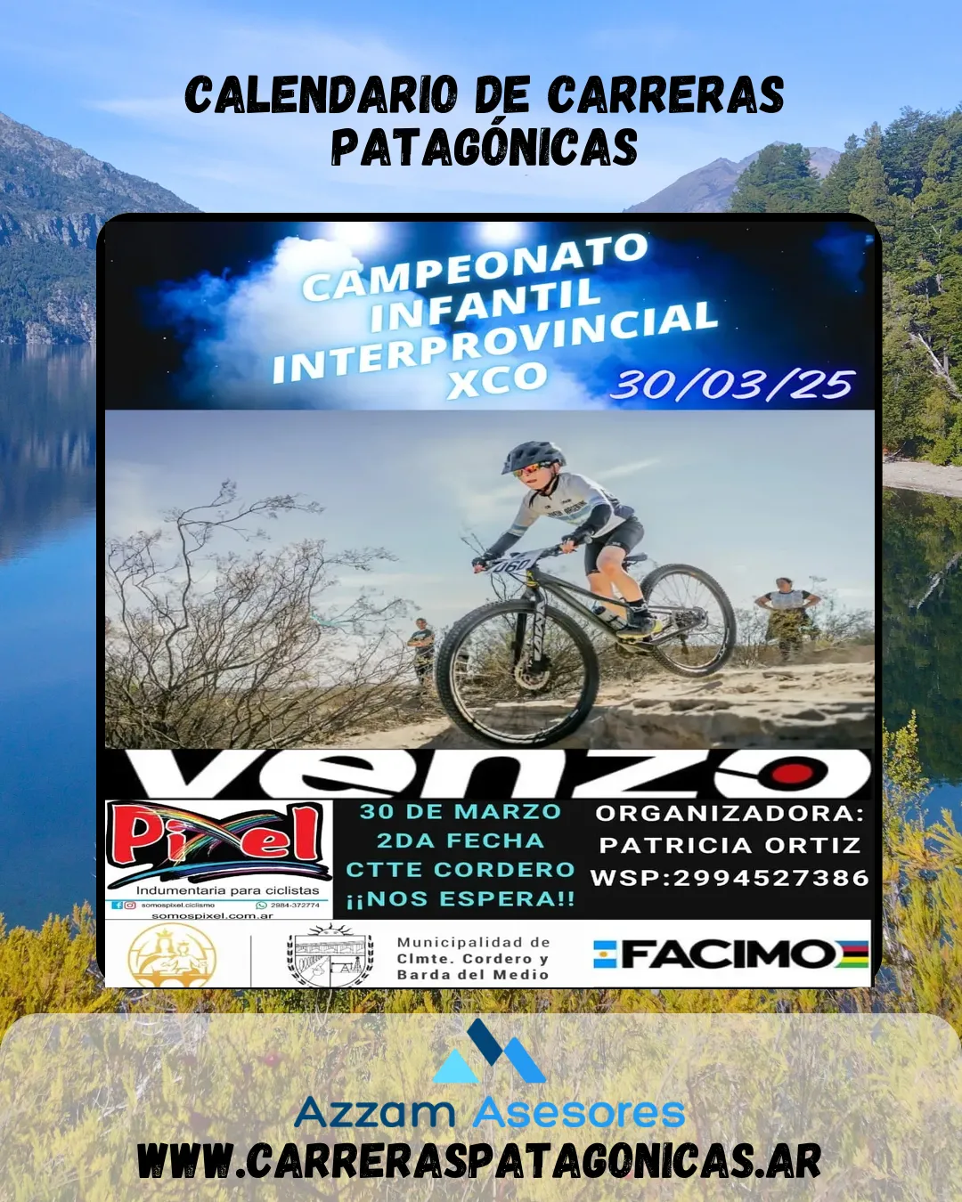 Flyer de 2° Fecha del Campeonato Infantil Interprovincial de XCO Río Negro Neuquén La Pampa 2025