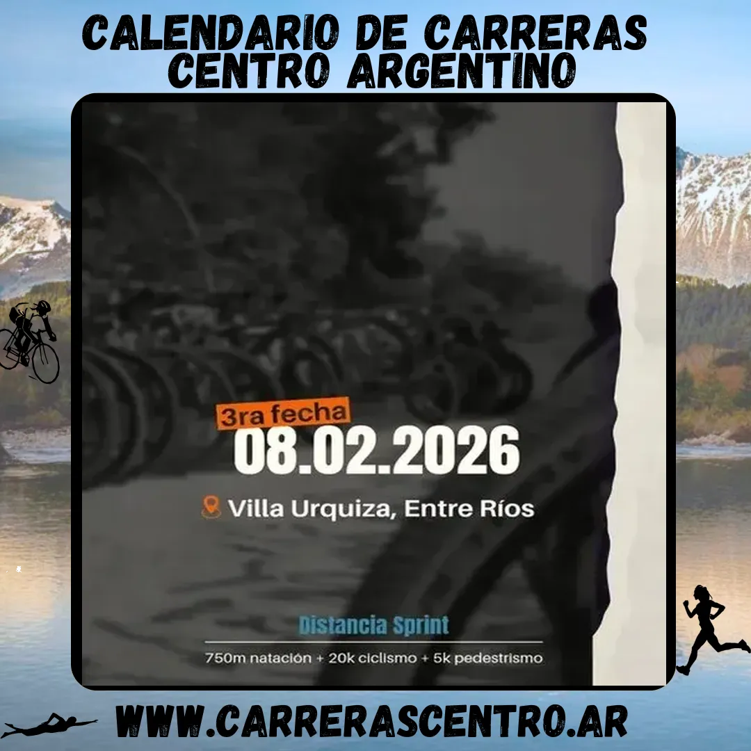 Flyer de 3era Fecha Triatlón Arenas del Río 2026