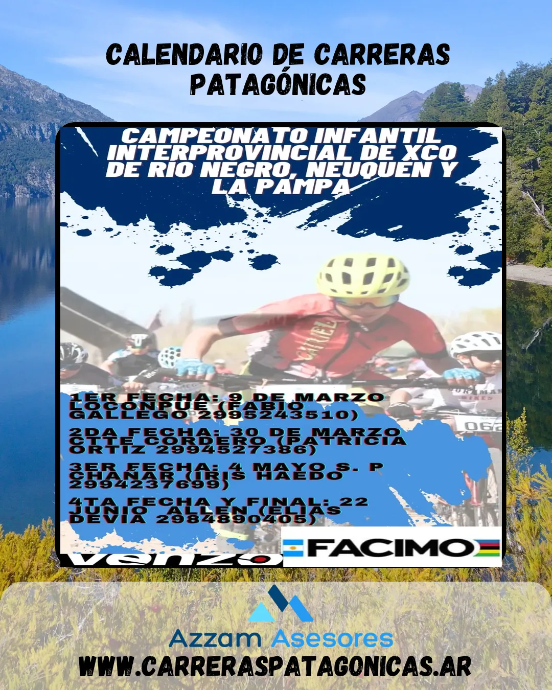 Flyer de 4° Fecha del Campeonato Infantil Interprovincial de XCO Río Negro Neuquén La Pampa 2025