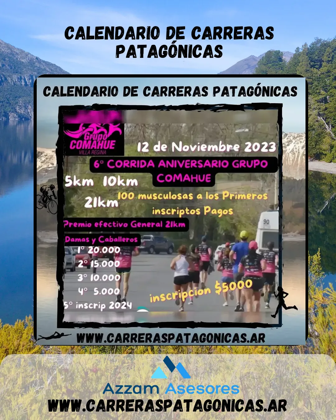 Flyer de 6° Corrida Aniversario Grupo Comahue 2023