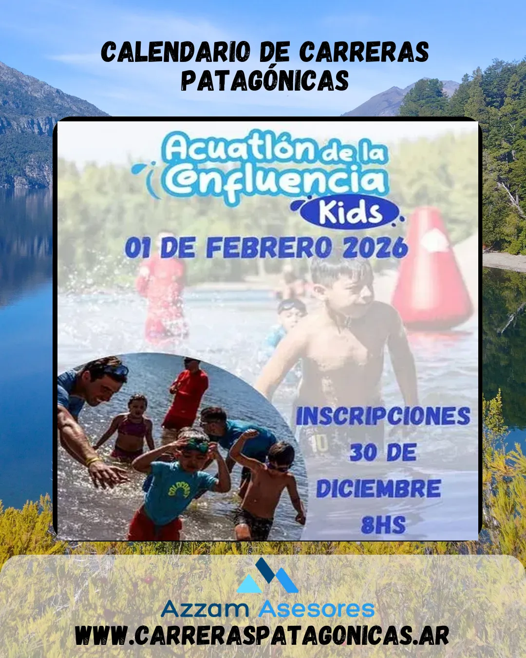 Flyer de Acuatlón de la Confluencia Kids 2026