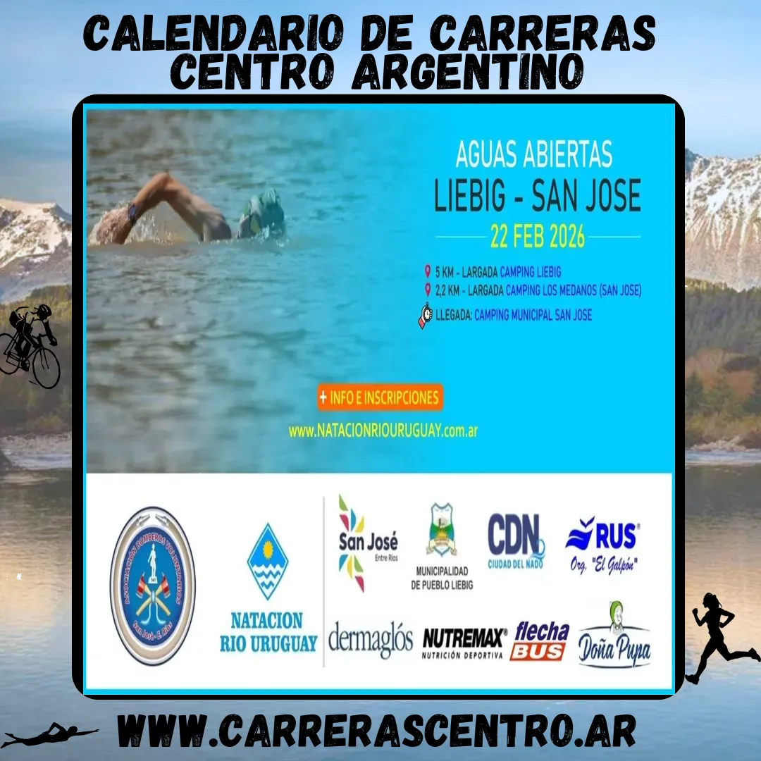 Flyer de Aguas Abiertas Liebig – San José 2026