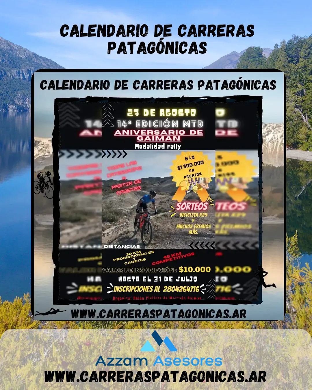 Flyer de Aniversario de Gaiman MTB 2023