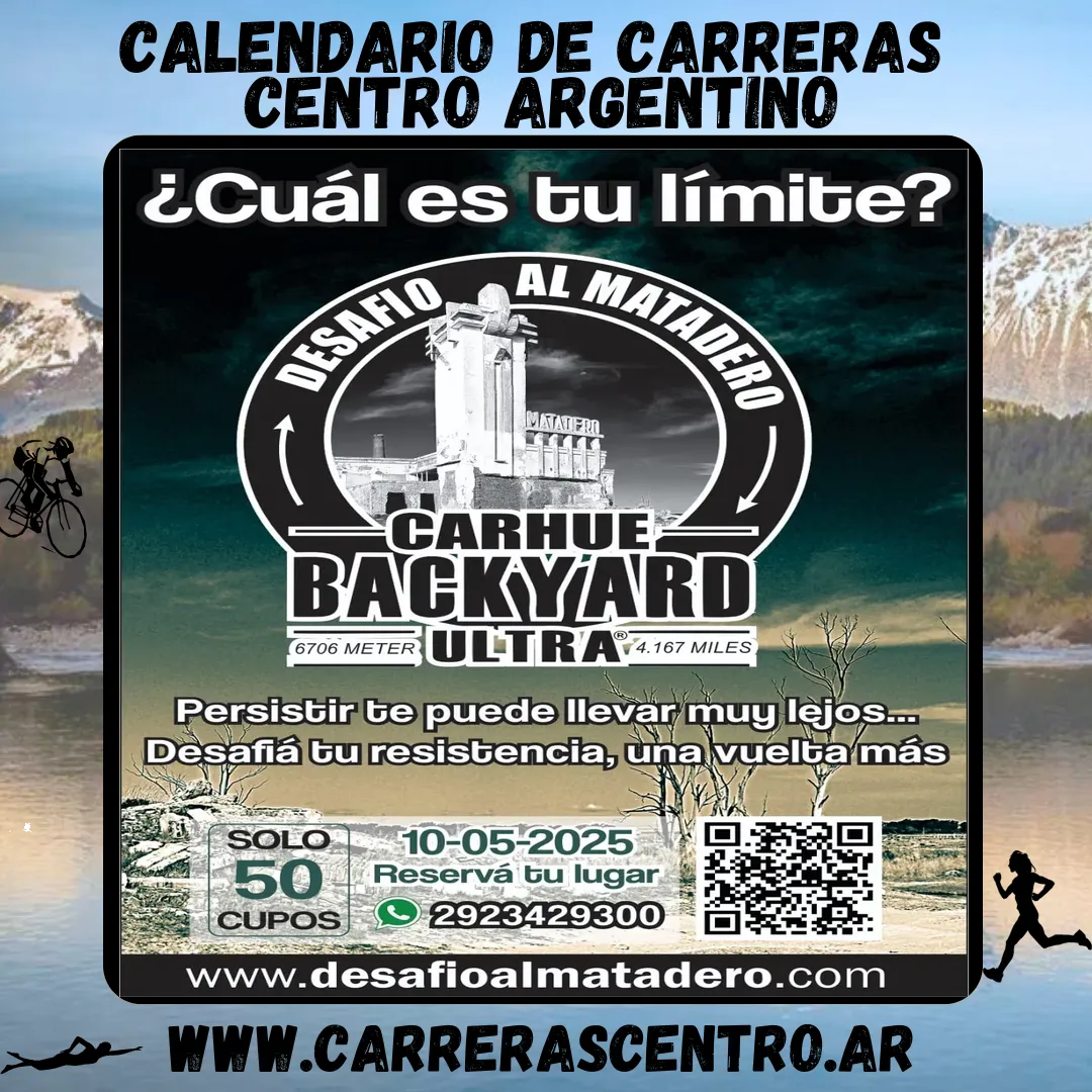Flyer de Backyard Ultra Carhué – Desafío al Matadero 2025