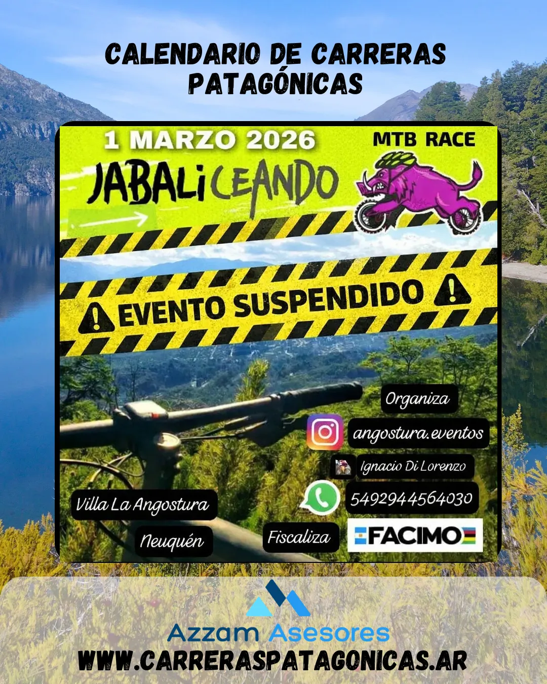 Flyer de Campeonato Patagónico XCM – Jabaliceando 2026
