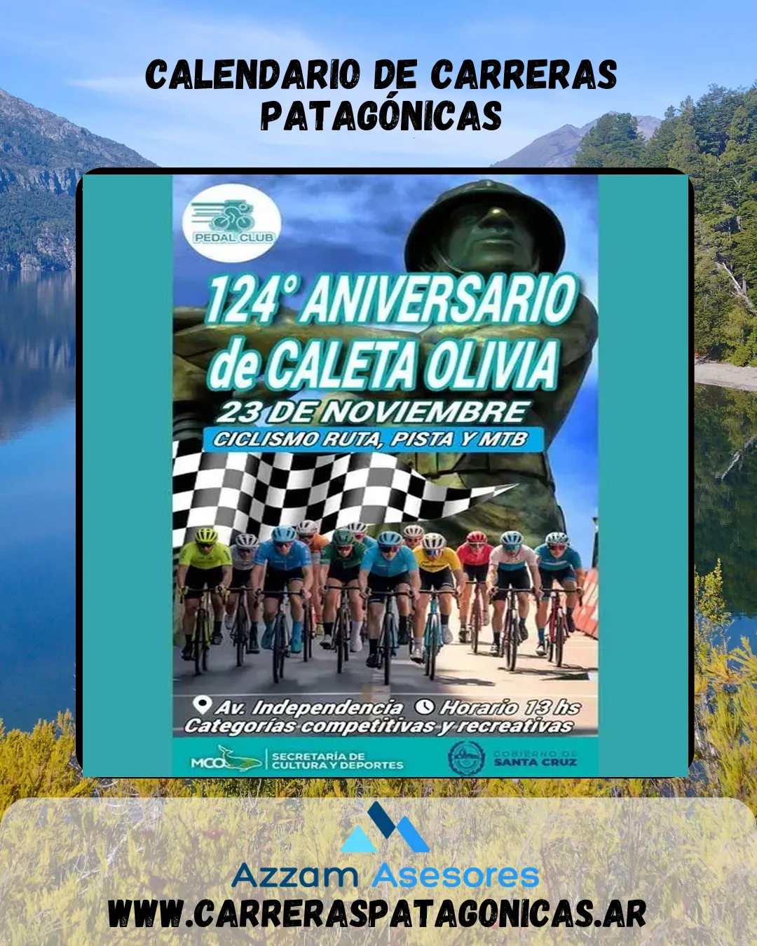 Flyer de Carrera 124 Aniversario de Caleta Olivia 2025
