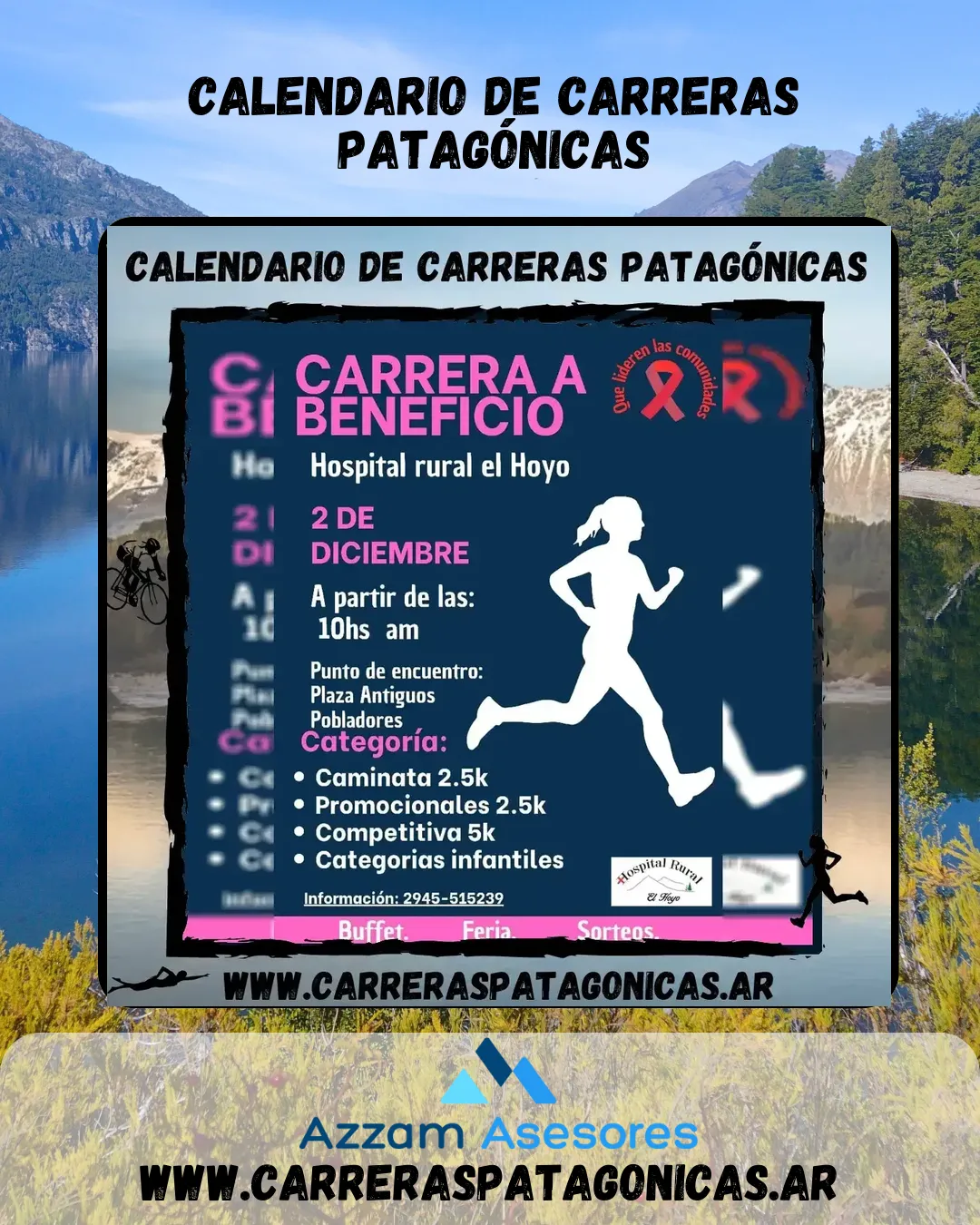 Flyer de Carrera a Beneficio del Hospital de El Hoyo 2023