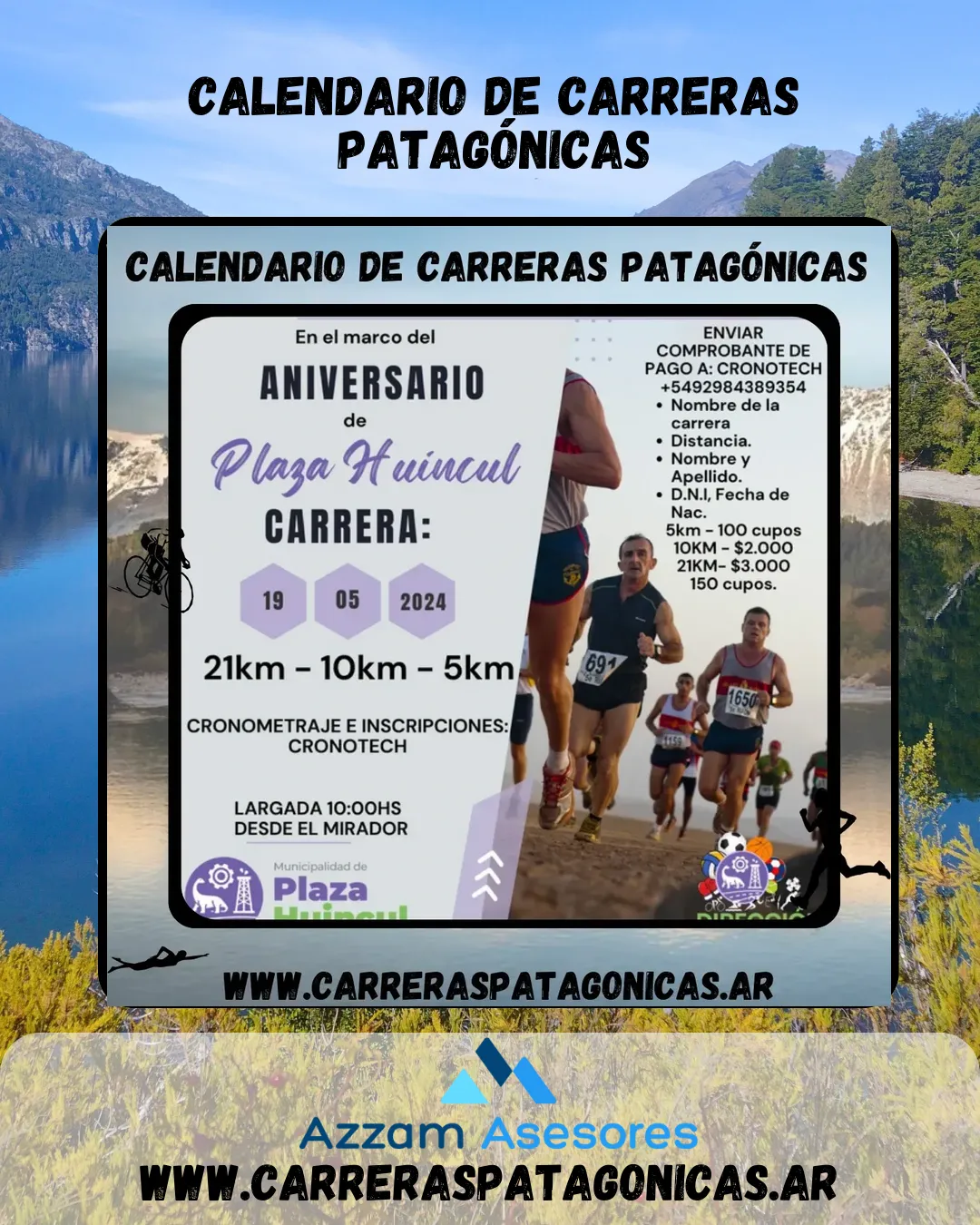 Flyer de Carrera Aniversario Plaza Huincul 2024