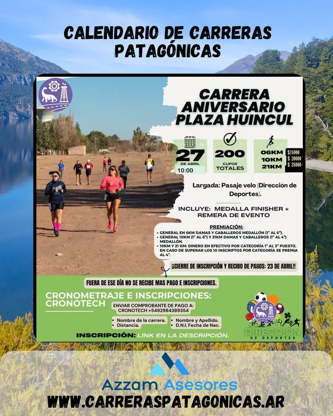 Flyer de Carrera Aniversario Plaza Huincul 2025
