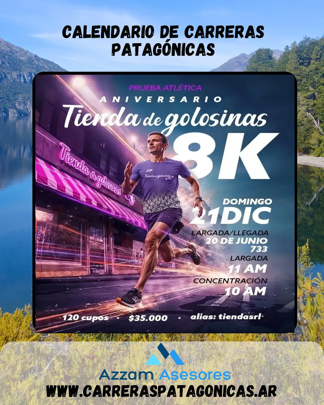 Flyer de Carrera Aniversario Tienda de Golosinas 2025