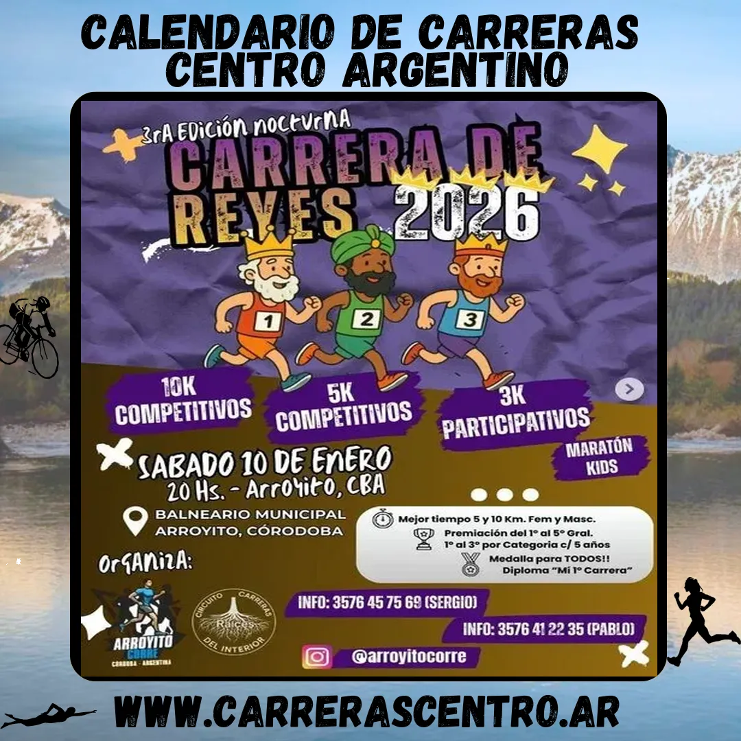 Flyer de Carrera de Reyes 2026