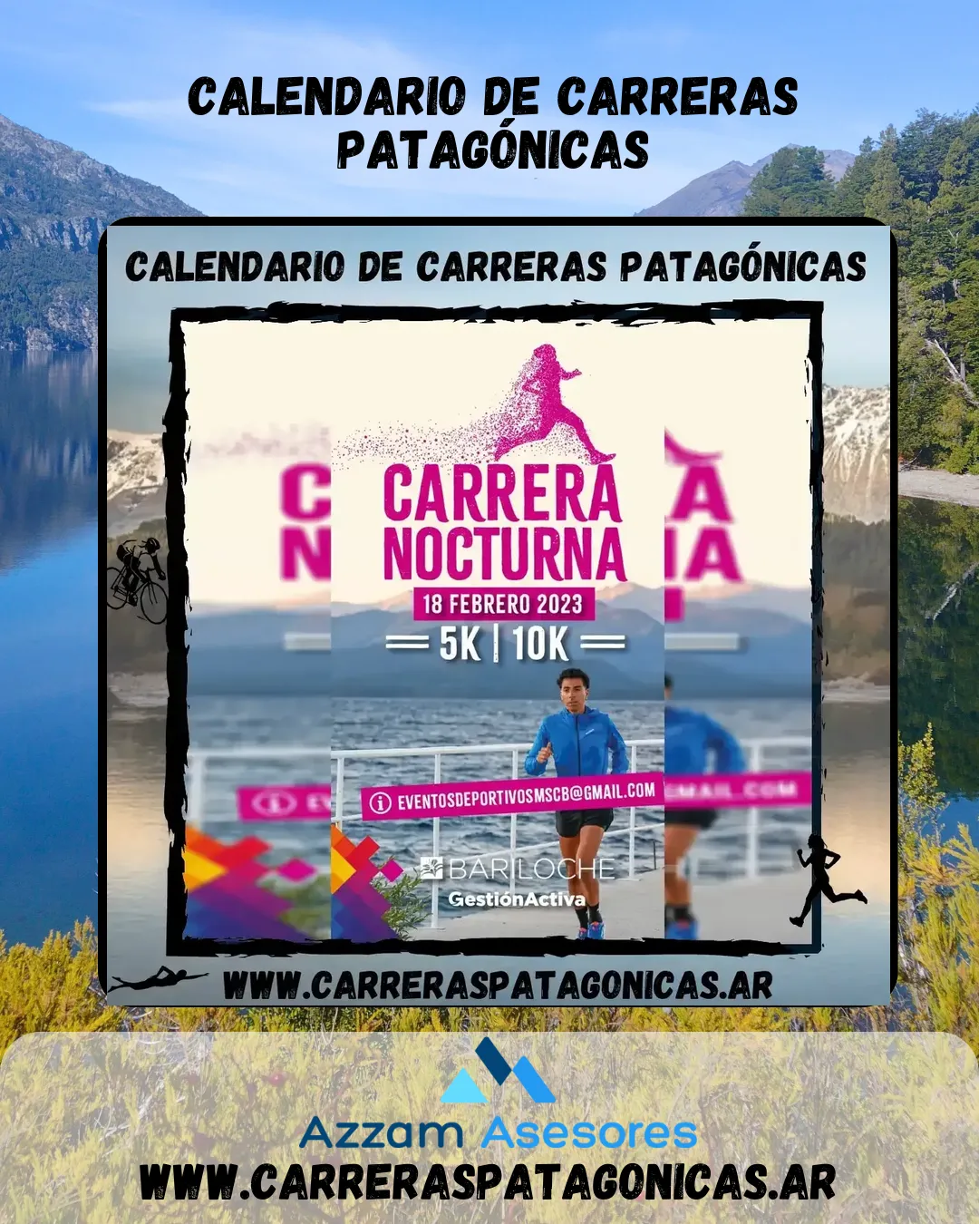 Flyer de Carrera Nocturna Bariloche 2023