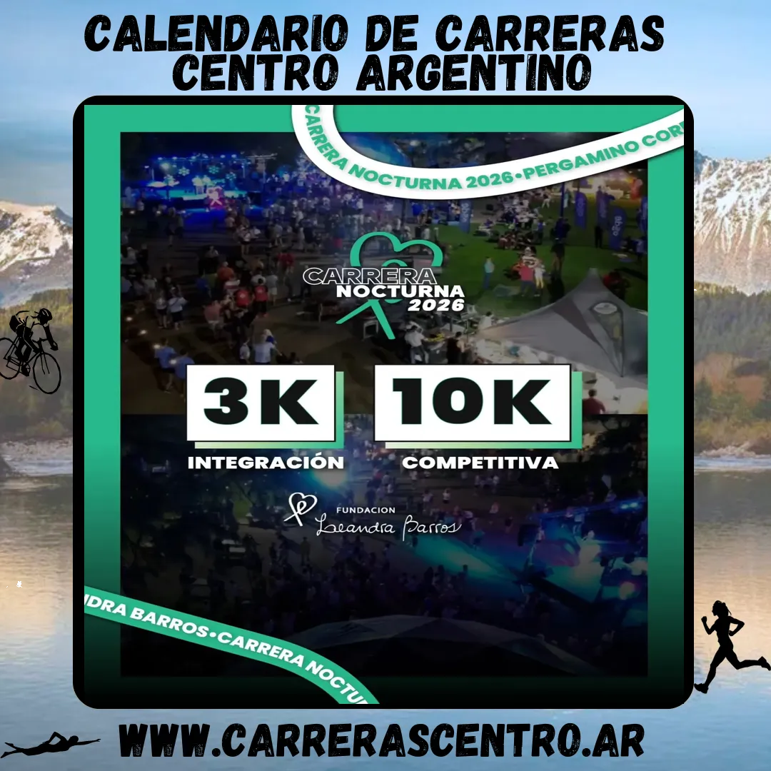 Flyer de Carrera Nocturna Pergamino 2026