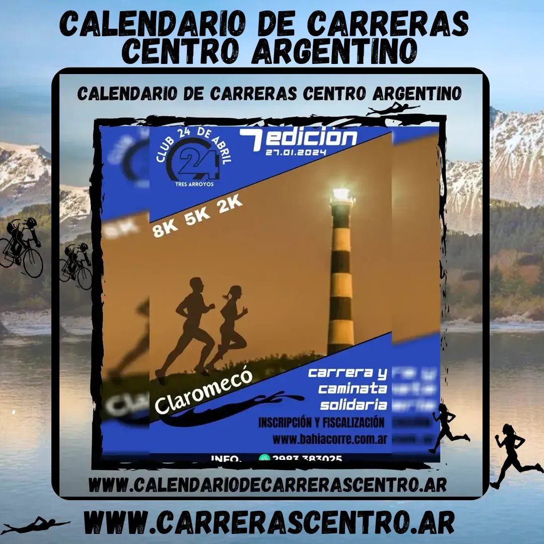 Flyer de Carrera Nocturna Solidaria Claromecó 2024