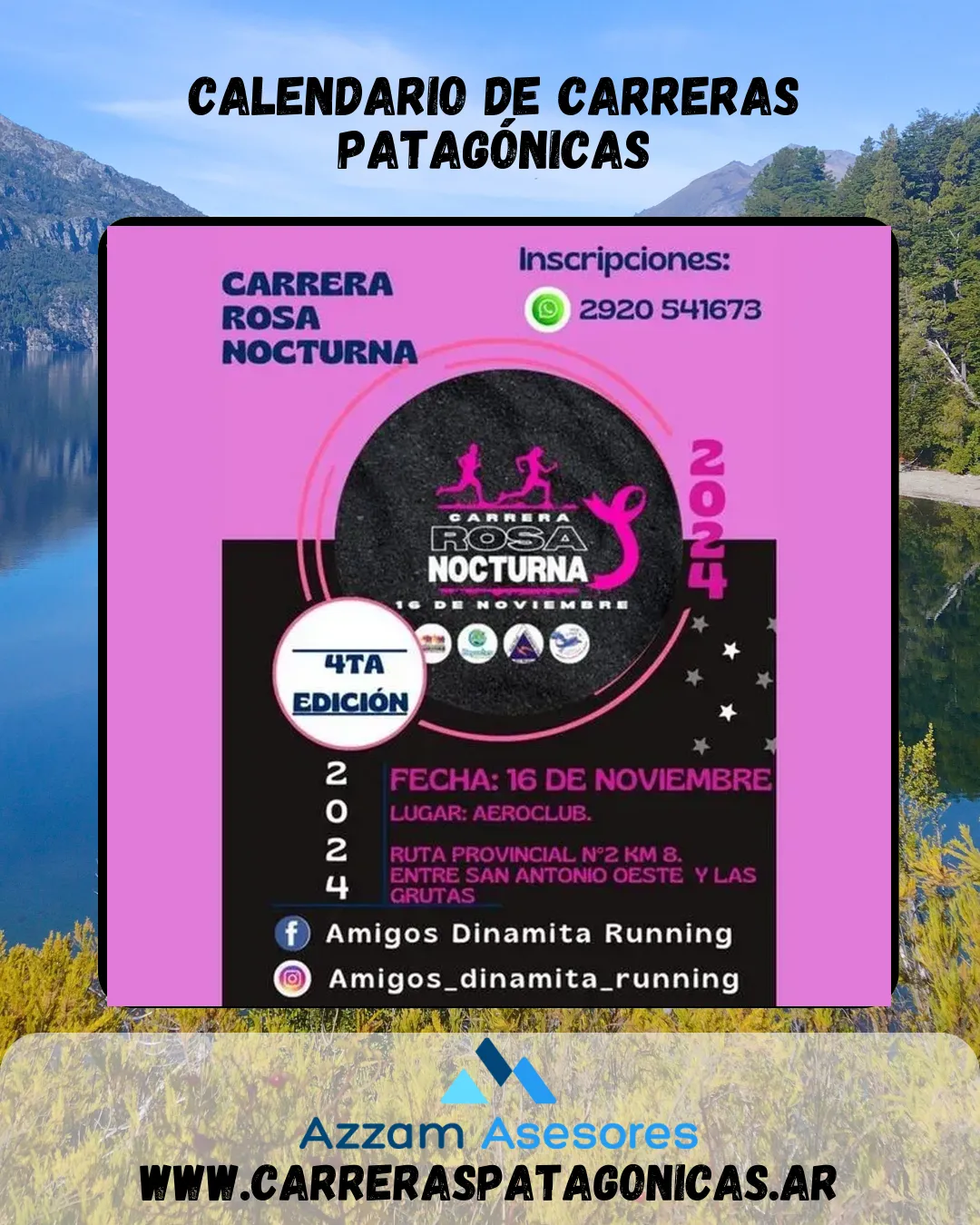 Flyer de Carrera Rosa Nocturna 2024