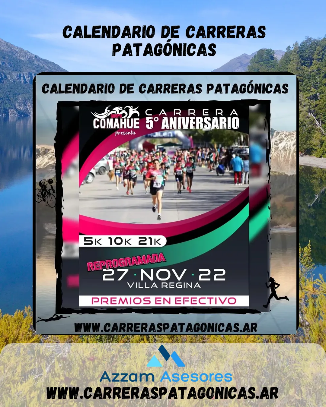 Flyer de Carrera Running Aniversario «Grupo Comahue» 5° Edición 2022