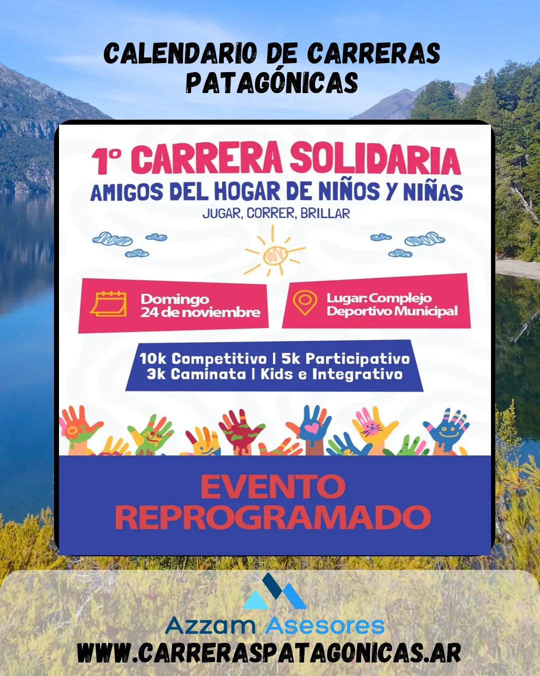 Flyer de Carrera Solidaria Amigos del Hogar de Niños y Niñas 2024