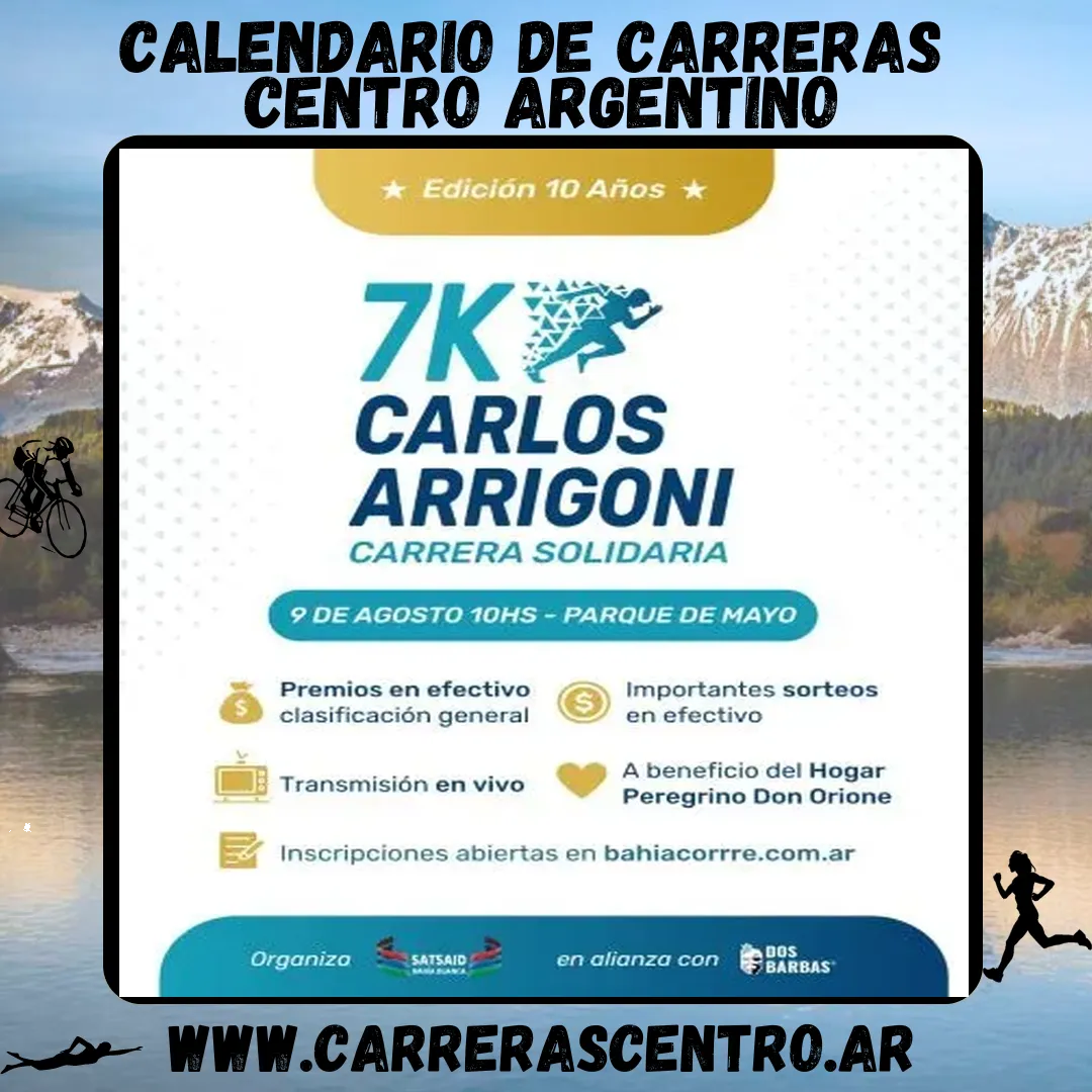 Flyer de Carrera Solidaria Carlos Arrigoni 2026