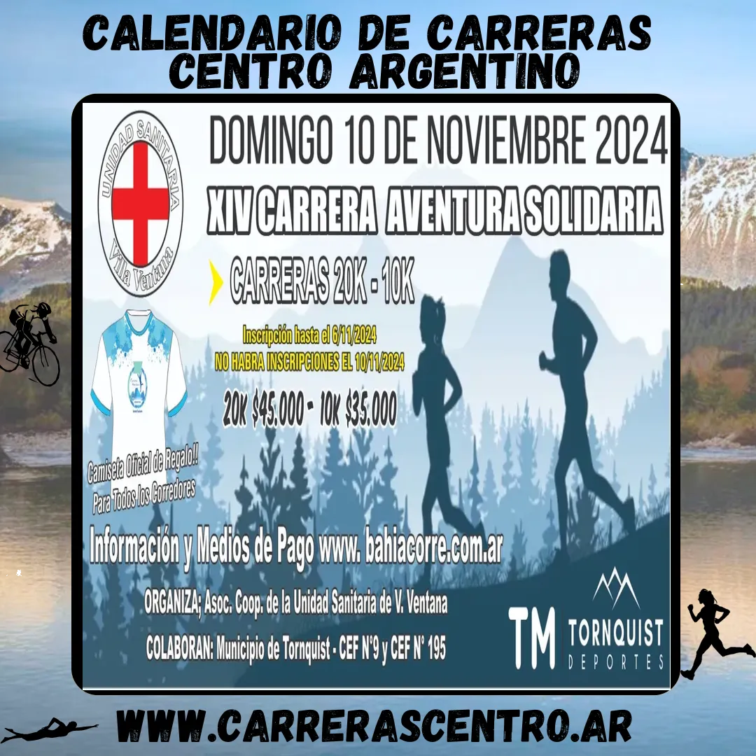 Flyer de Carrera Solidaria Sala Medica Villa Ventana 2024