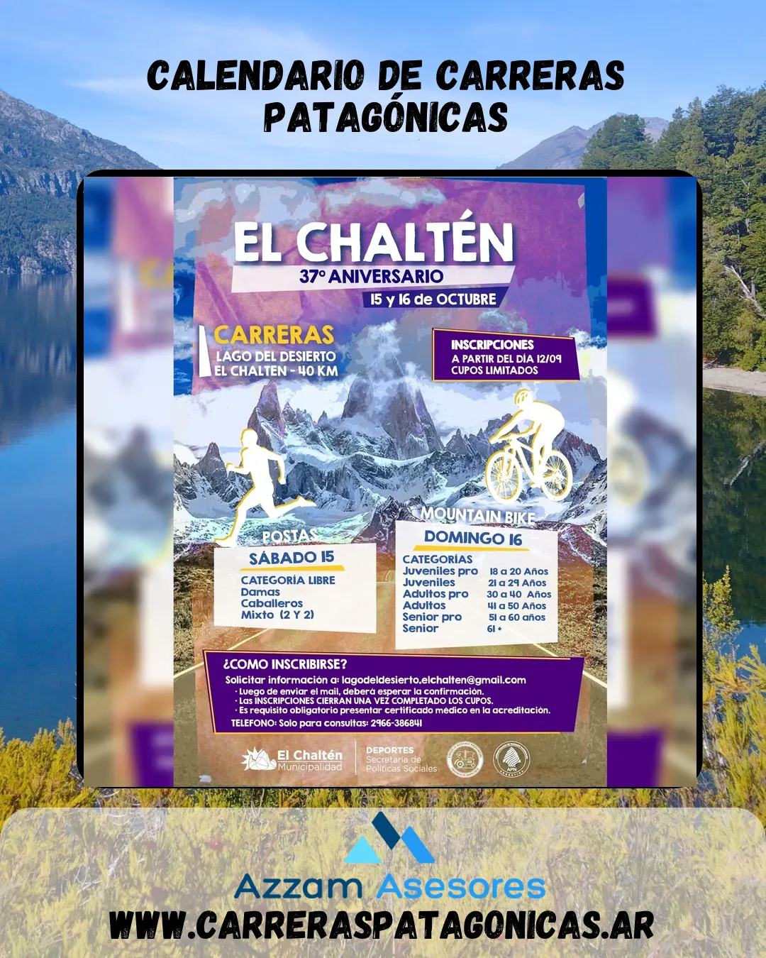 Flyer de Carreras Lago del Desierto 2022