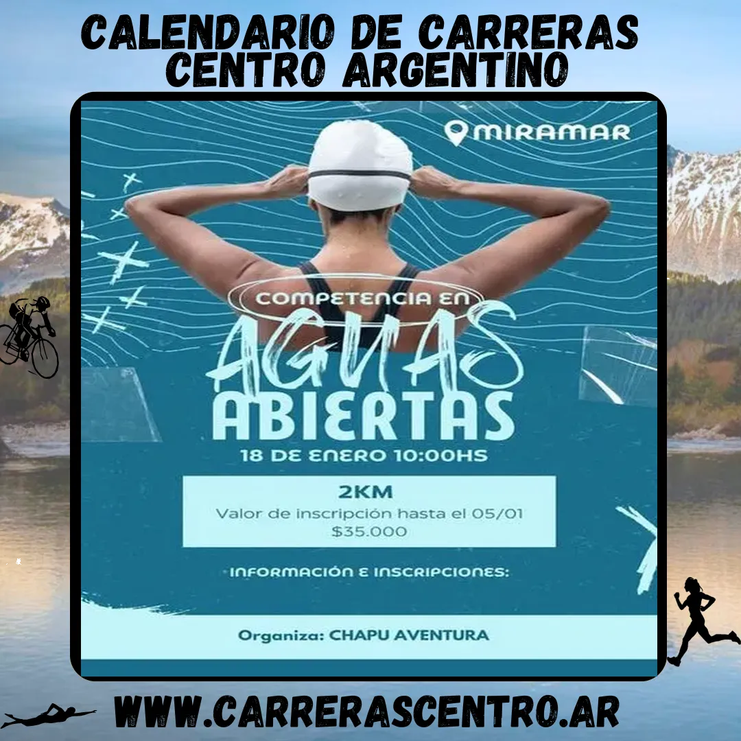 Flyer de Competencia en Aguas Abiertas Miramar 2026