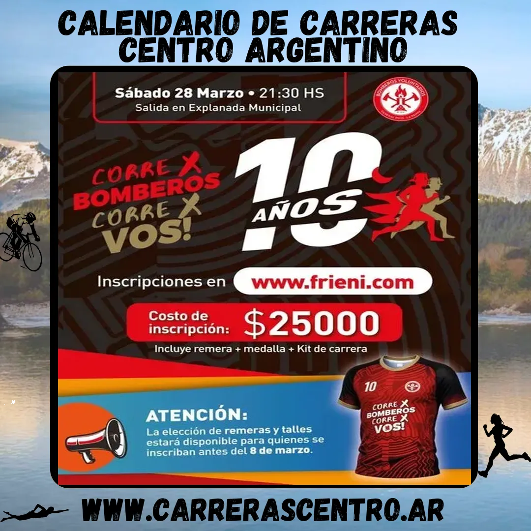 Flyer de CORRE X BOMBEROS, CORRE X VOS 2026