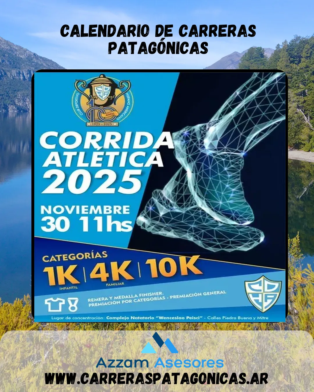 Flyer de Corrida Atlética Hispano Americano 2025