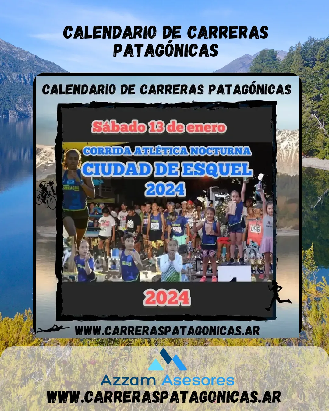 Flyer de Corrida Atlética Nocturna Esquel 2024