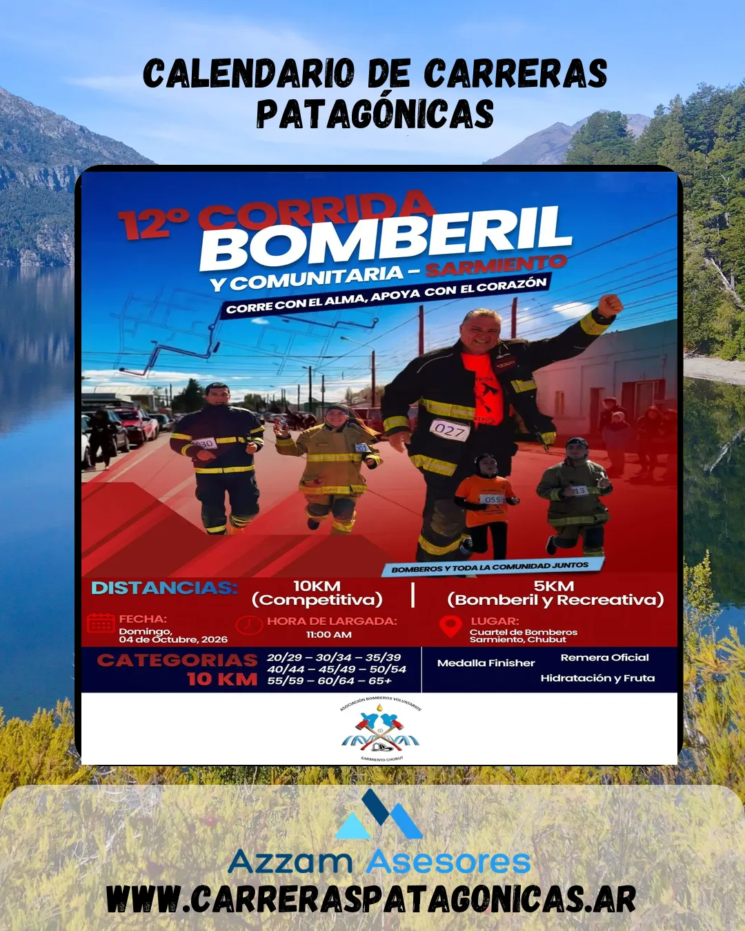 Flyer de Corrida Bomberil y Comunitaria 2026