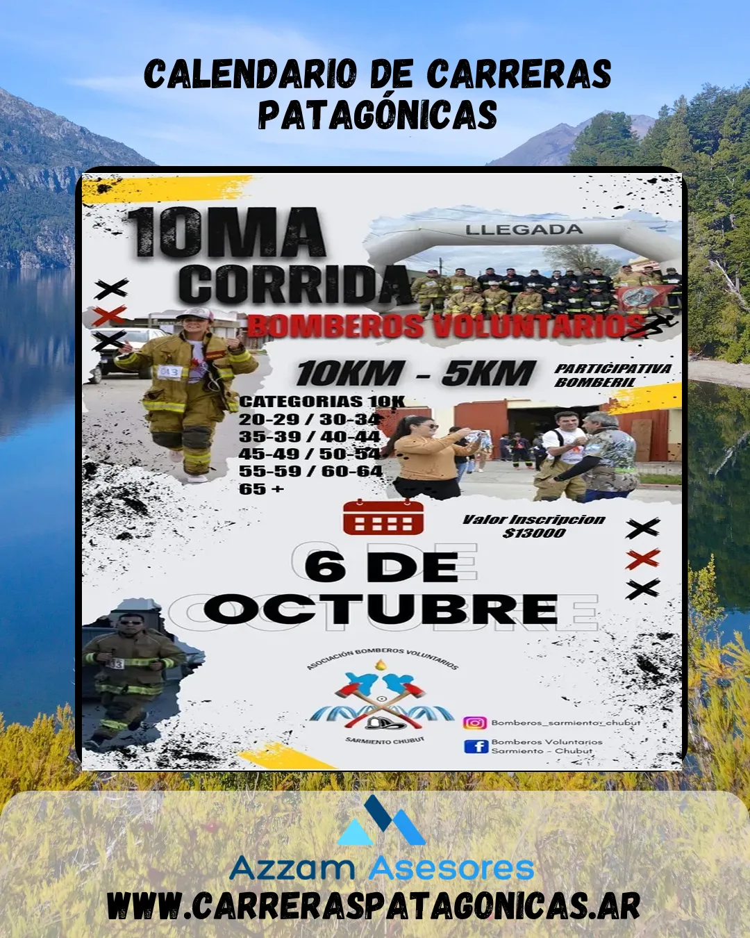 Flyer de Corrida de Bomberos Sarmiento 2024