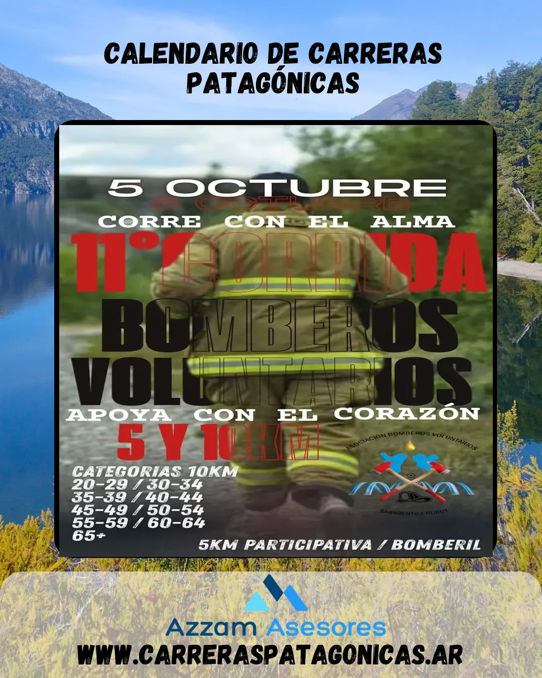 Flyer de Corrida de Bomberos Voluntarios Sarmiento 2025