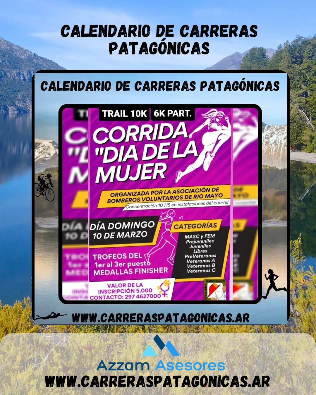 Flyer de Corrida Día de la Mujer 2024