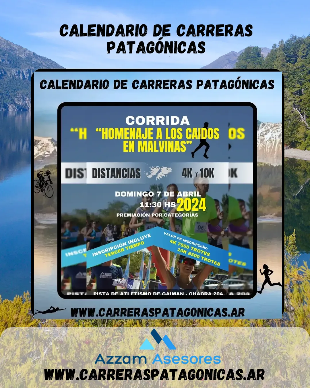 Flyer de Corrida «Homenaje a los Caídos en Malvinas» 2024