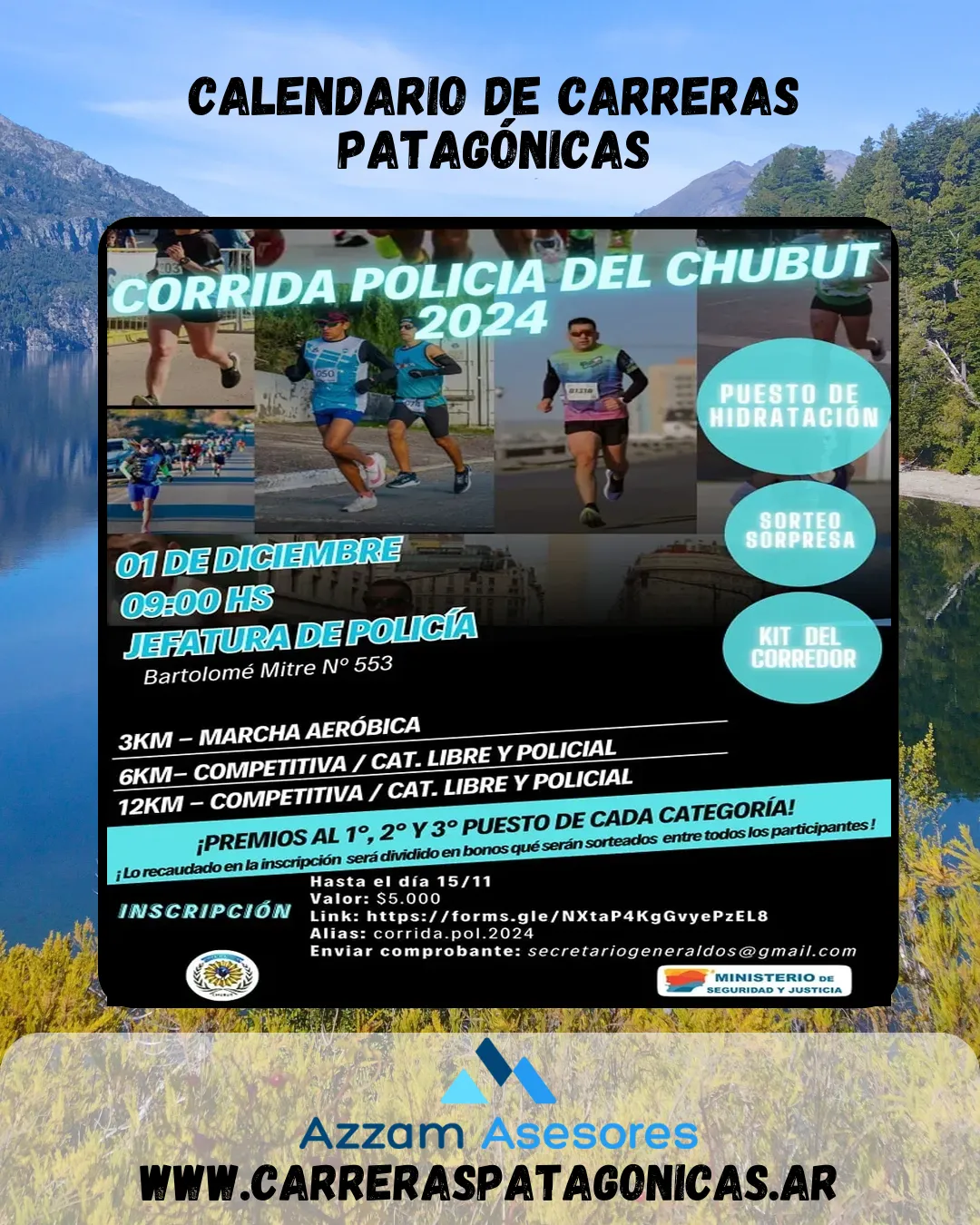 Flyer de Corrida Policía del Chubut 2024