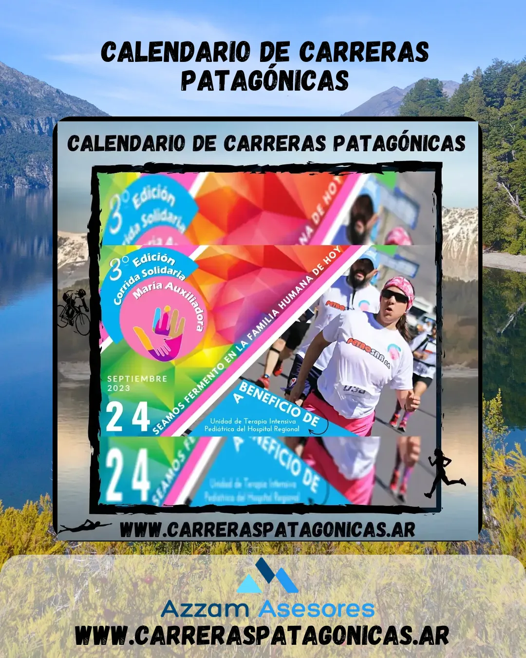 Flyer de Corrida Solidaria María Auxiliadora 2023
