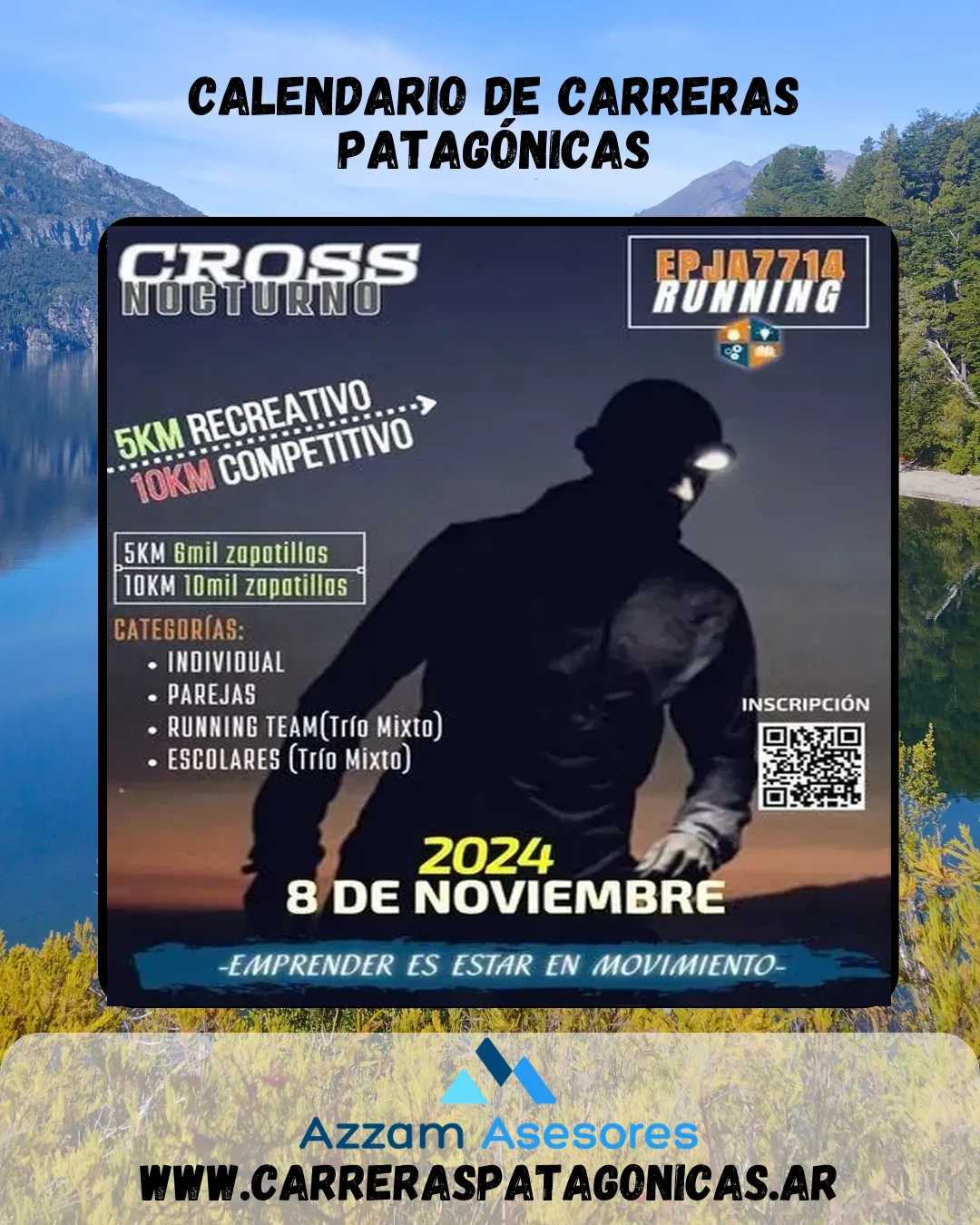 Flyer de Cross Nocturno EPJA Esquel 2024
