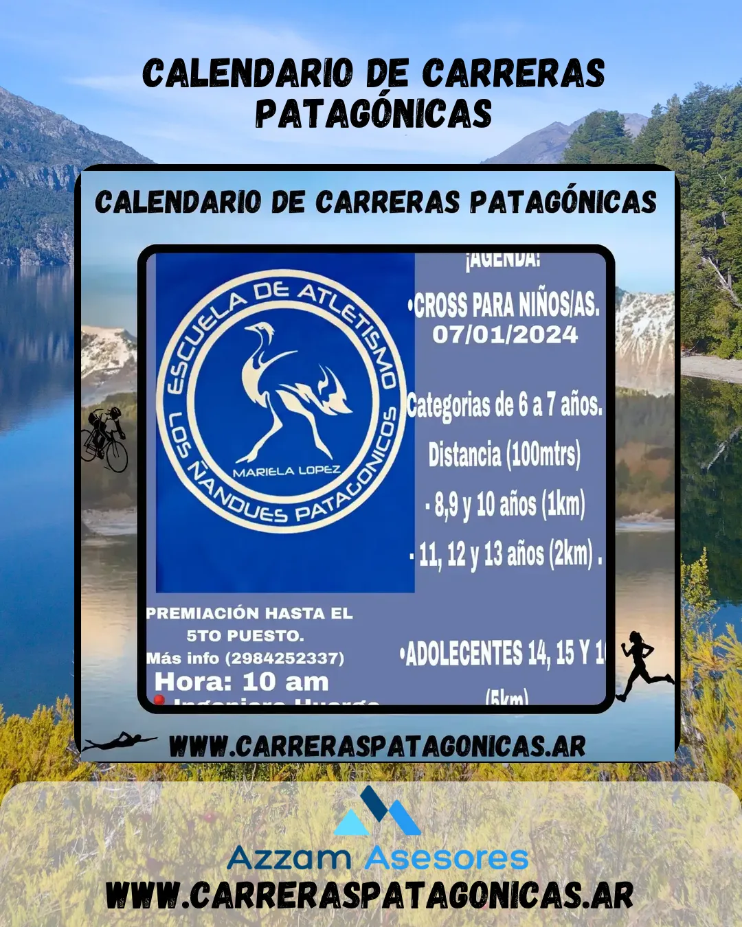 Flyer de Cross para Niños:Los Ñandúes Patagónicos 2024