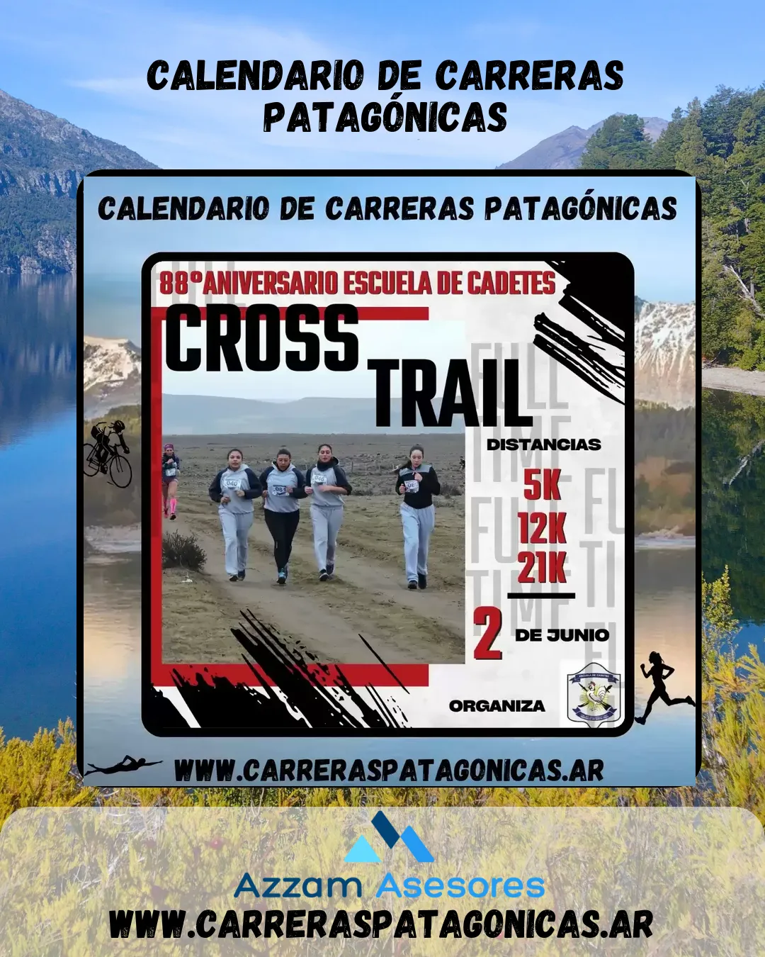 Flyer de Cross Trail 88° Aniversario Escuela de Cadetes 2024
