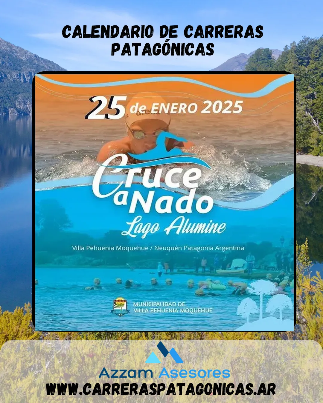 Flyer de Cruce a Nado Lago Aluminé 2025