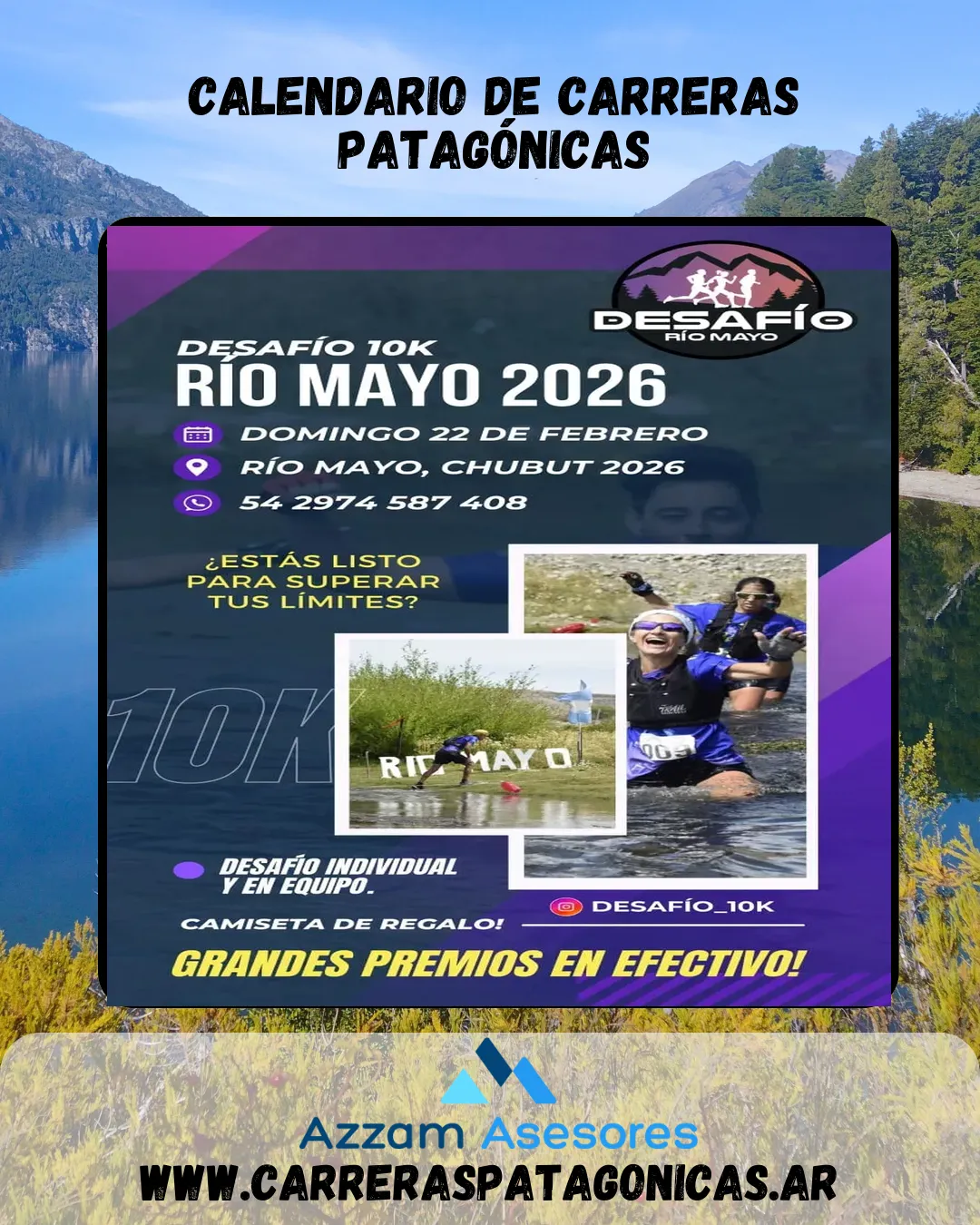 Flyer de Desafío 10K Río Mayo 2026