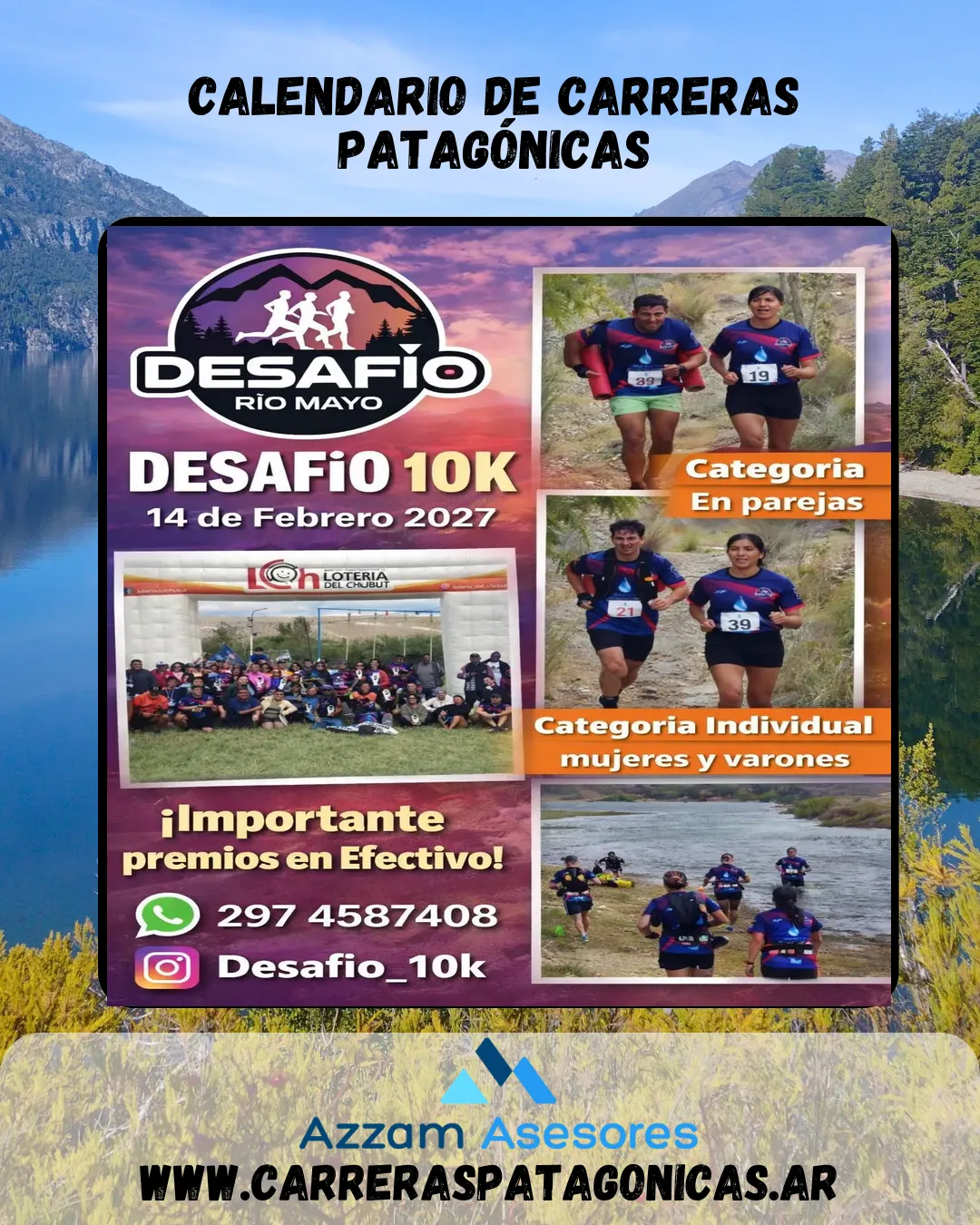 Flyer de Desafío 10K Río Mayo 2027