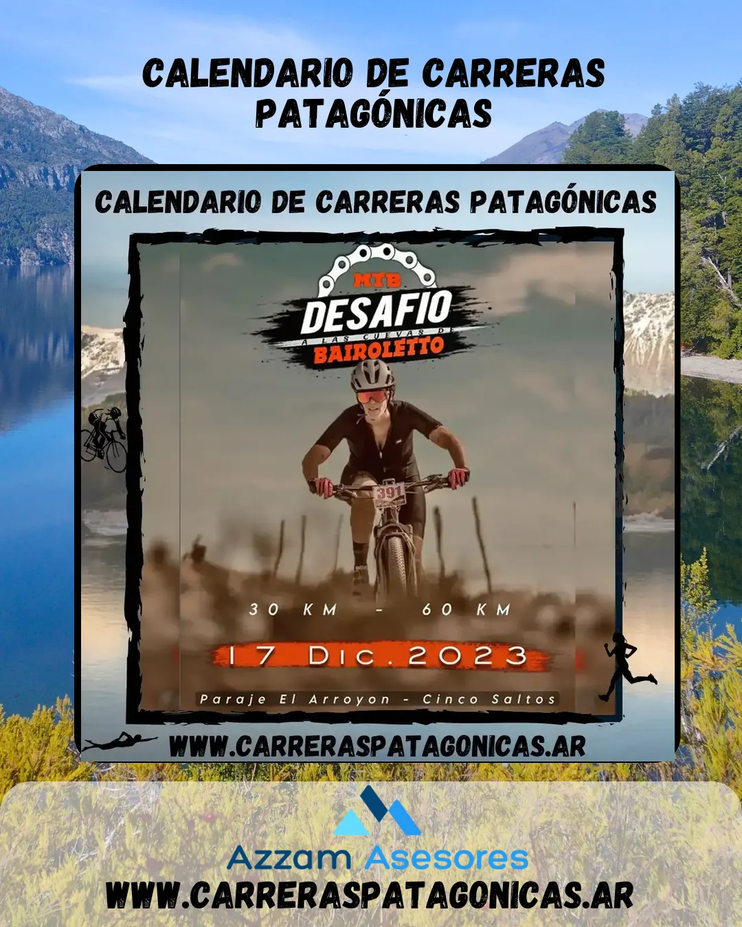 Flyer de Desafío a las Cuevas de Bairoletto 2023