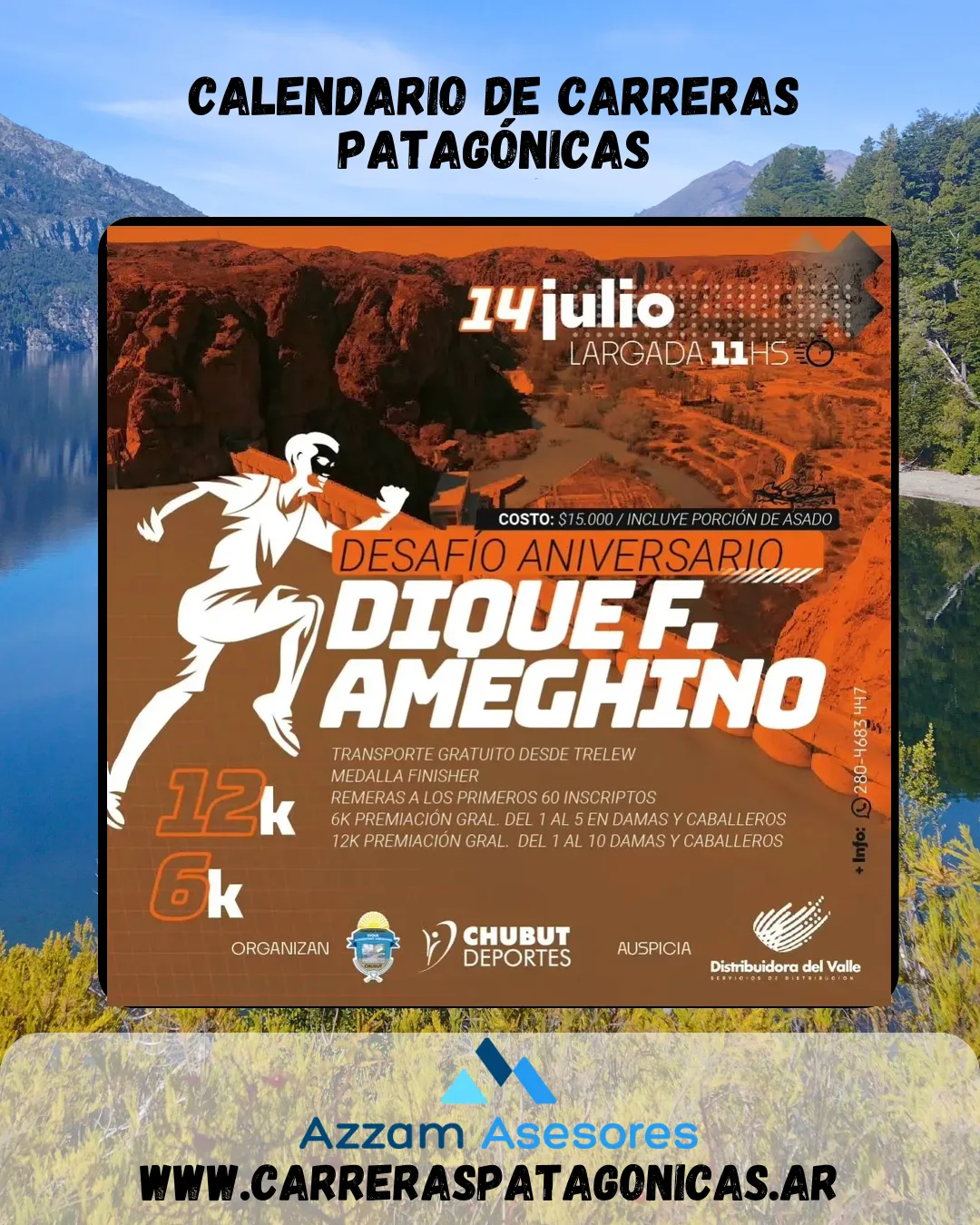 Flyer de Desafío Aniversario Dique Ameghino 2024